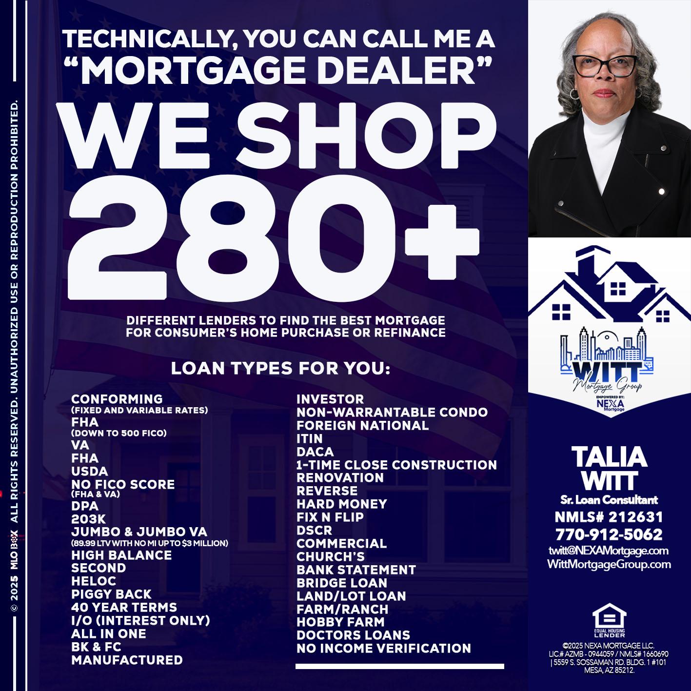 WE SHOP 280 + - Talia Witt -Sr Loan Consultant