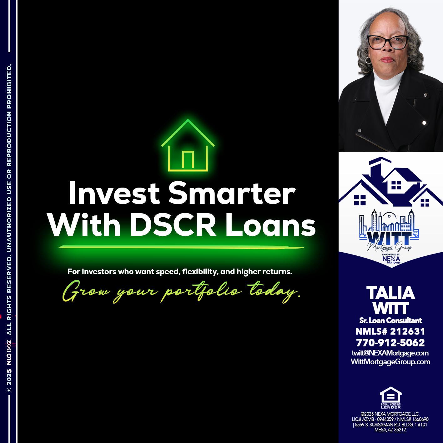 invest smarter - Talia Witt -Sr Loan Consultant
