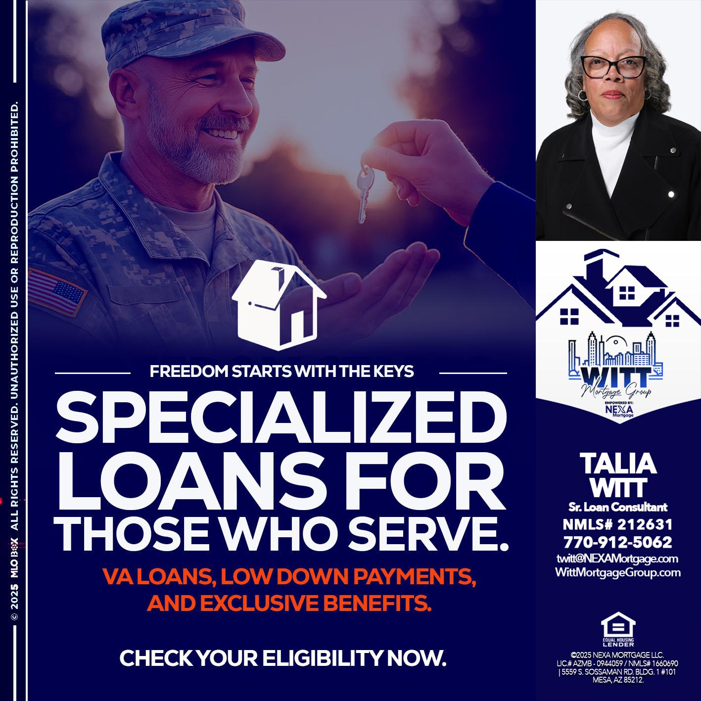 SPECIALIZED LOANS - Talia Witt -Sr Loan Consultant