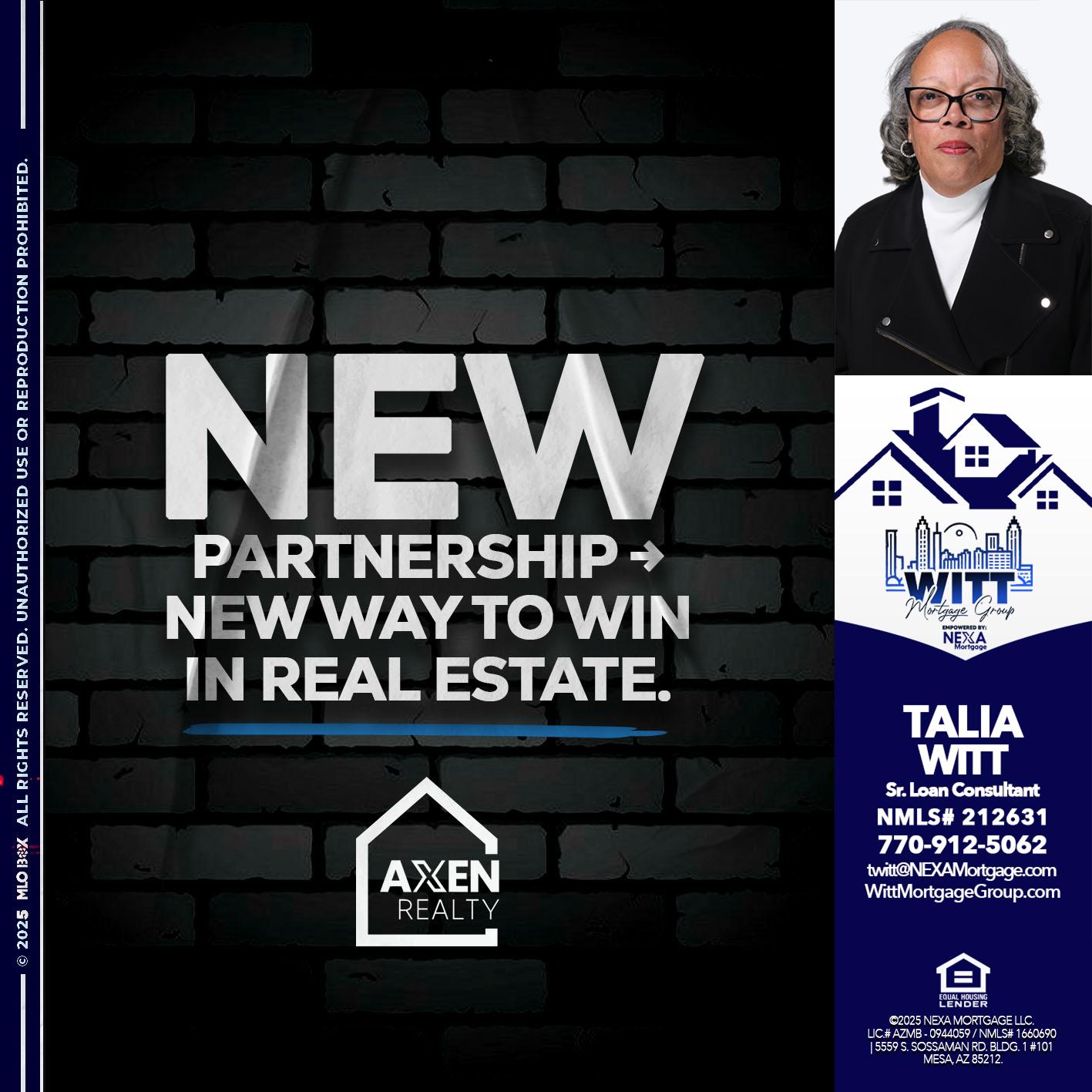 new partnership - Talia Witt -Sr Loan Consultant