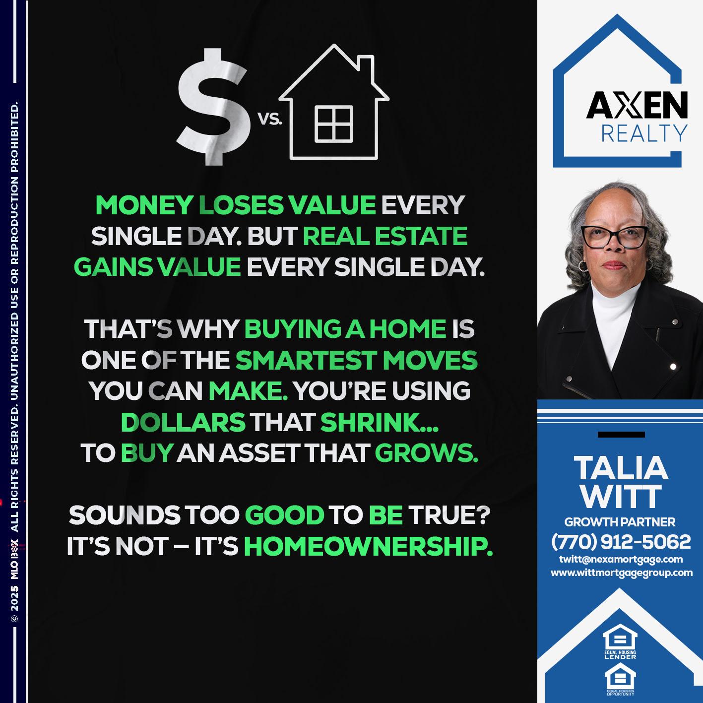 money loses value - Talia Witt -Sr Loan Consultant