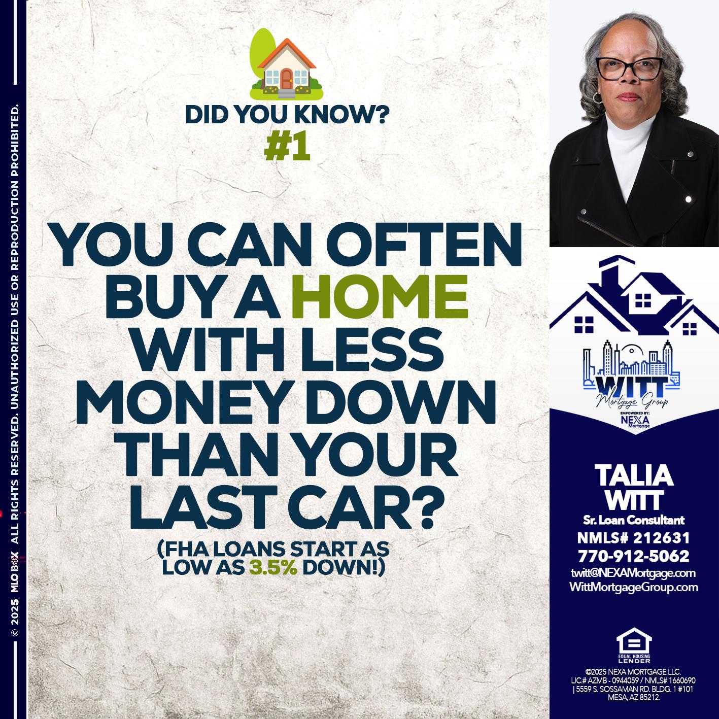 DID YOU KNOW #1 - Talia Witt -Sr Loan Consultant