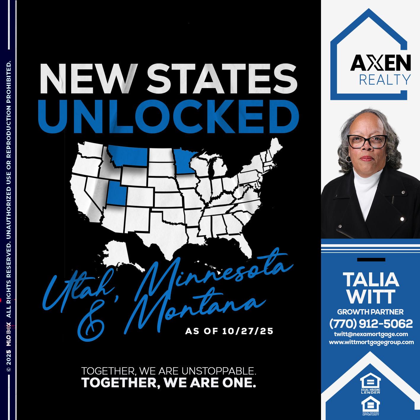 new states unlocked - Talia Witt -Sr Loan Consultant