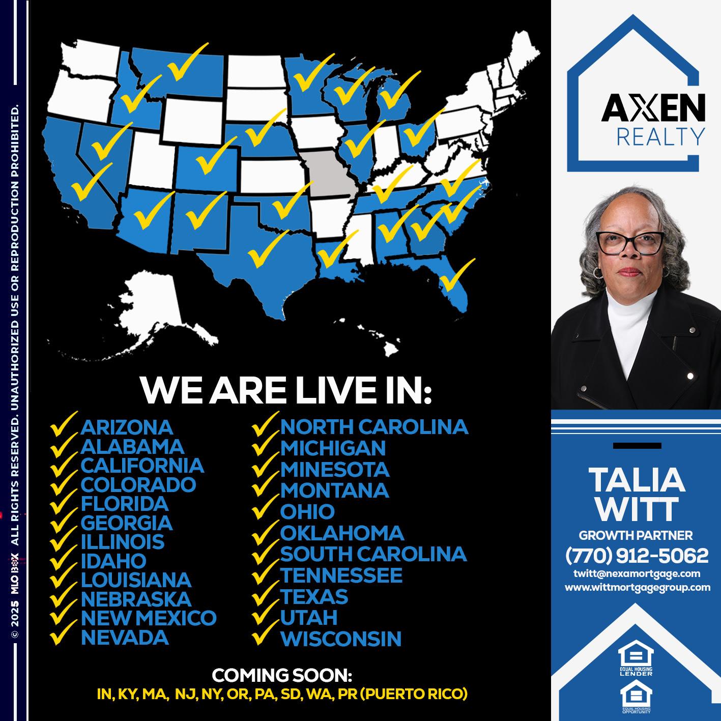 new states unlocked - Talia Witt -Sr Loan Consultant