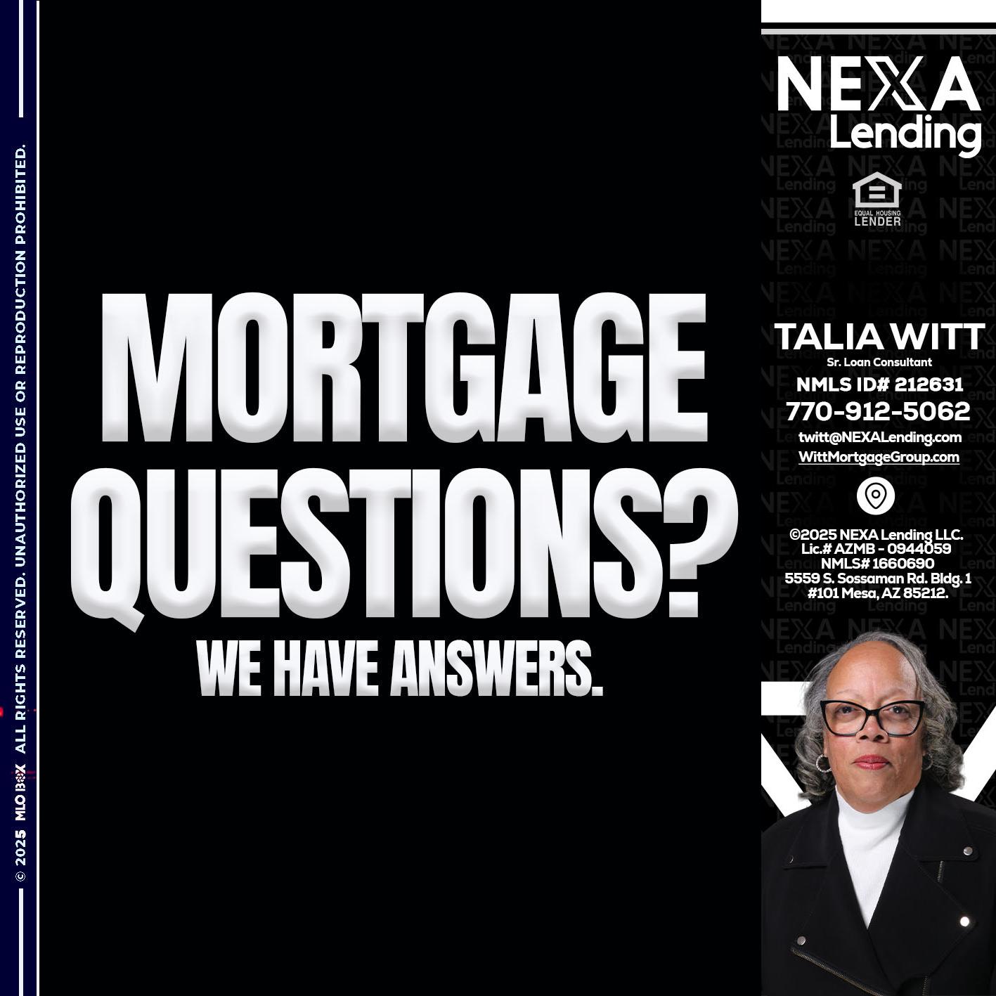 mortgage questions - Talia Witt -Sr Loan Consultant