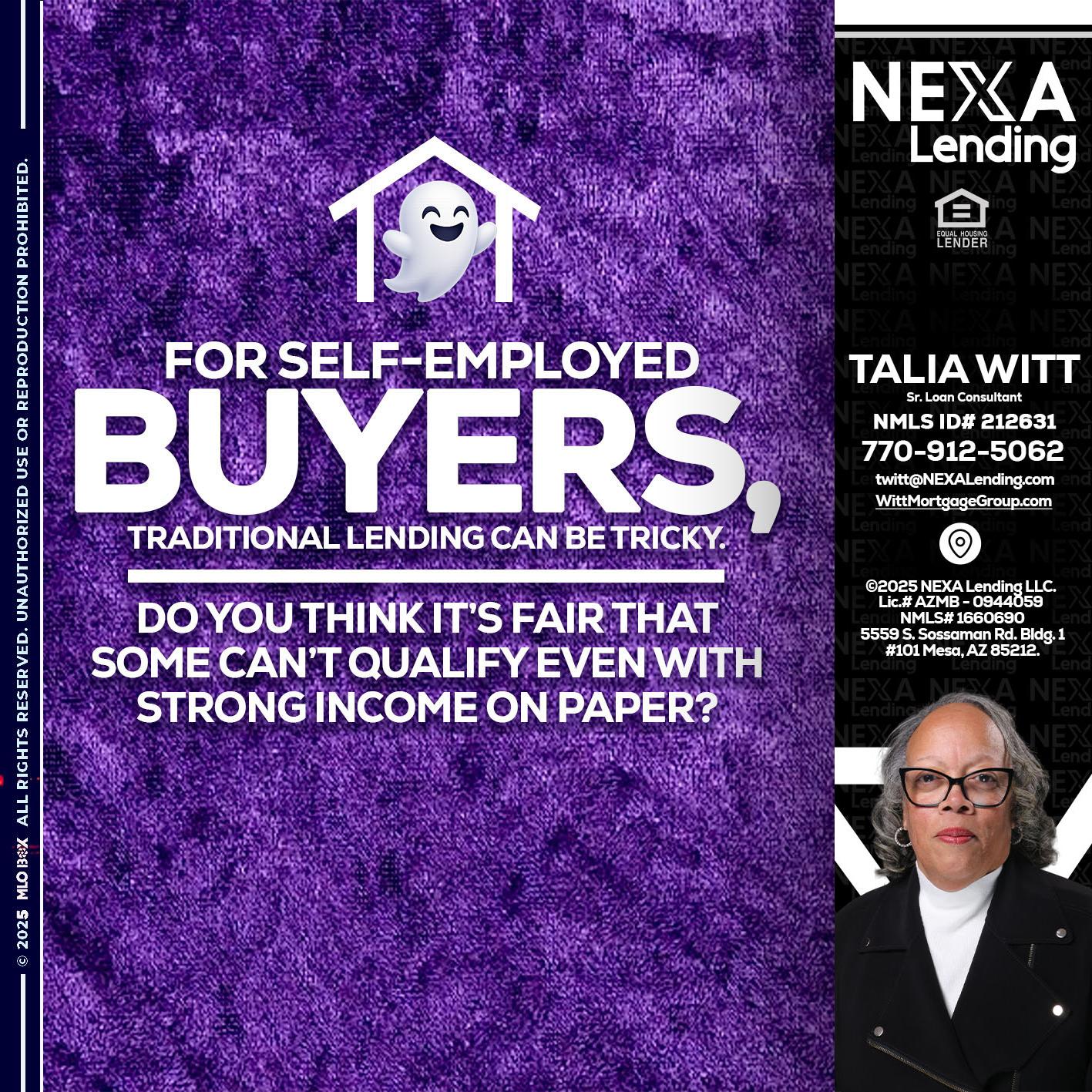 for self employed - Talia Witt -Sr Loan Consultant