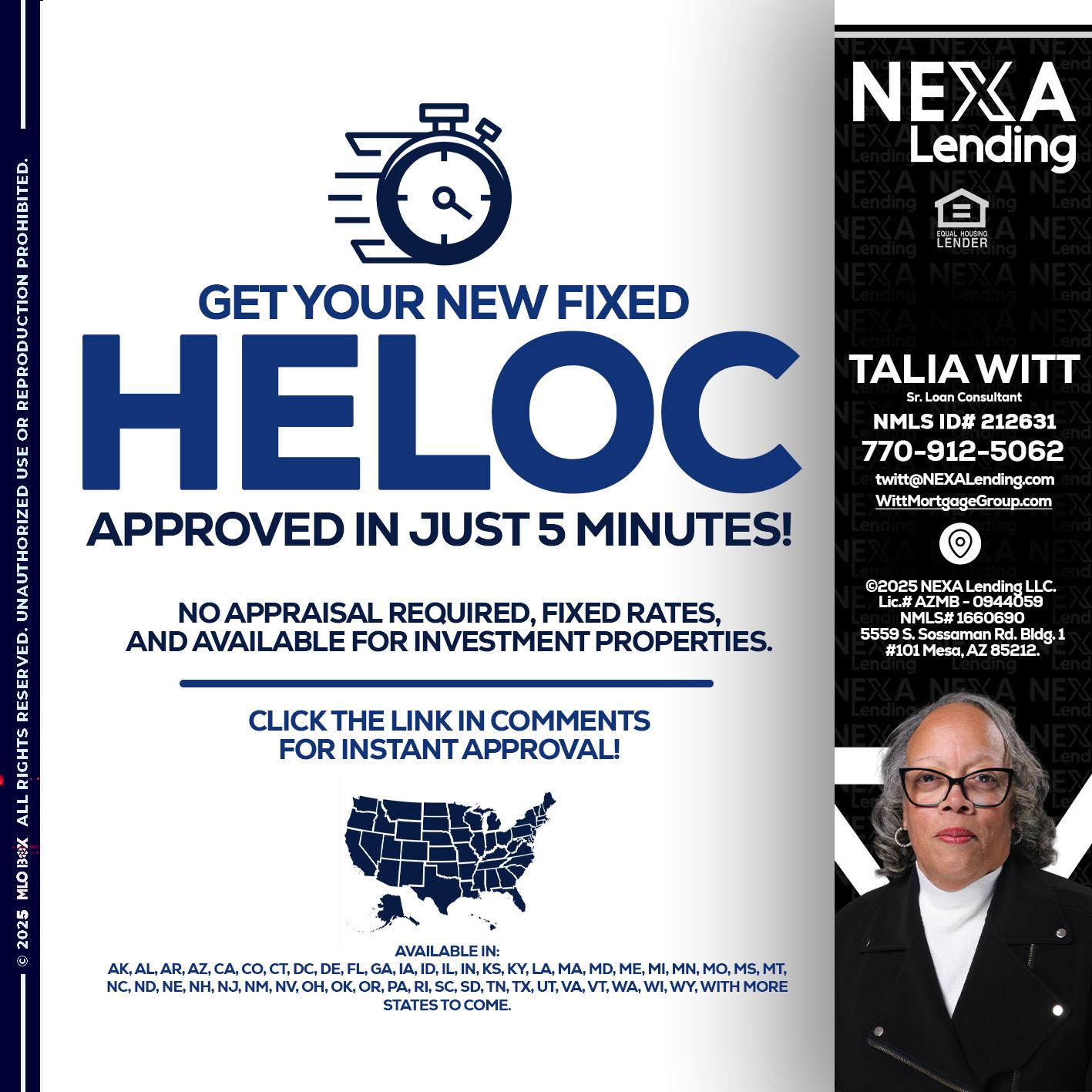 HELOC - Talia Witt -Sr Loan Consultant