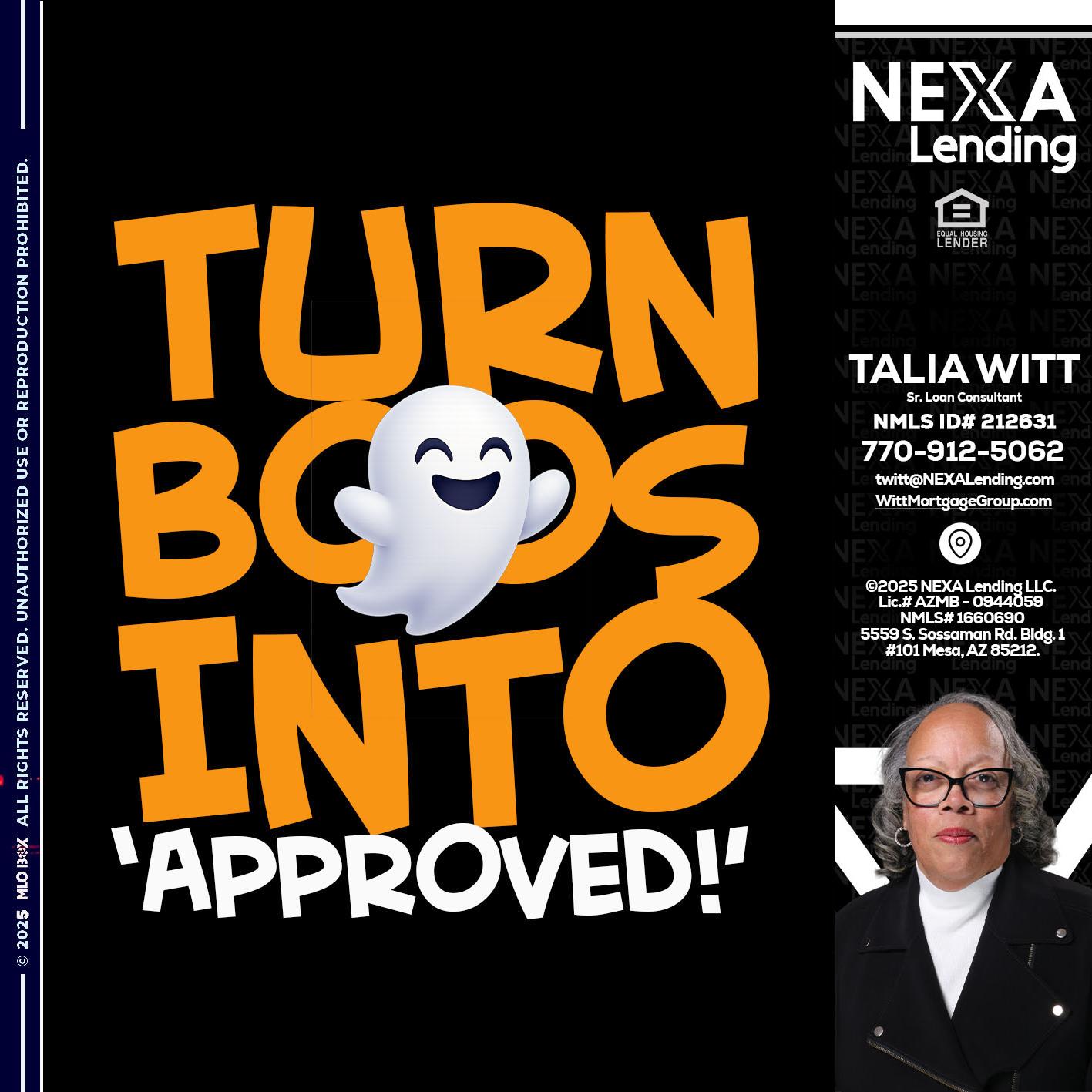 turn boos into - Talia Witt -Sr Loan Consultant