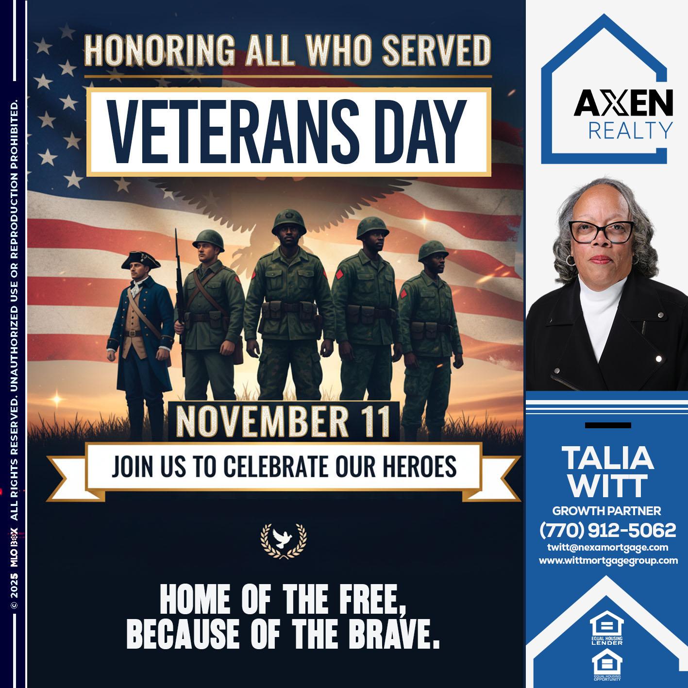 VETERANS DAY - Talia Witt -Sr Loan Consultant
