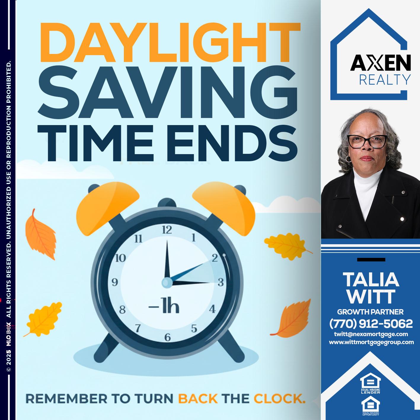 daylight saving - Talia Witt -Sr Loan Consultant