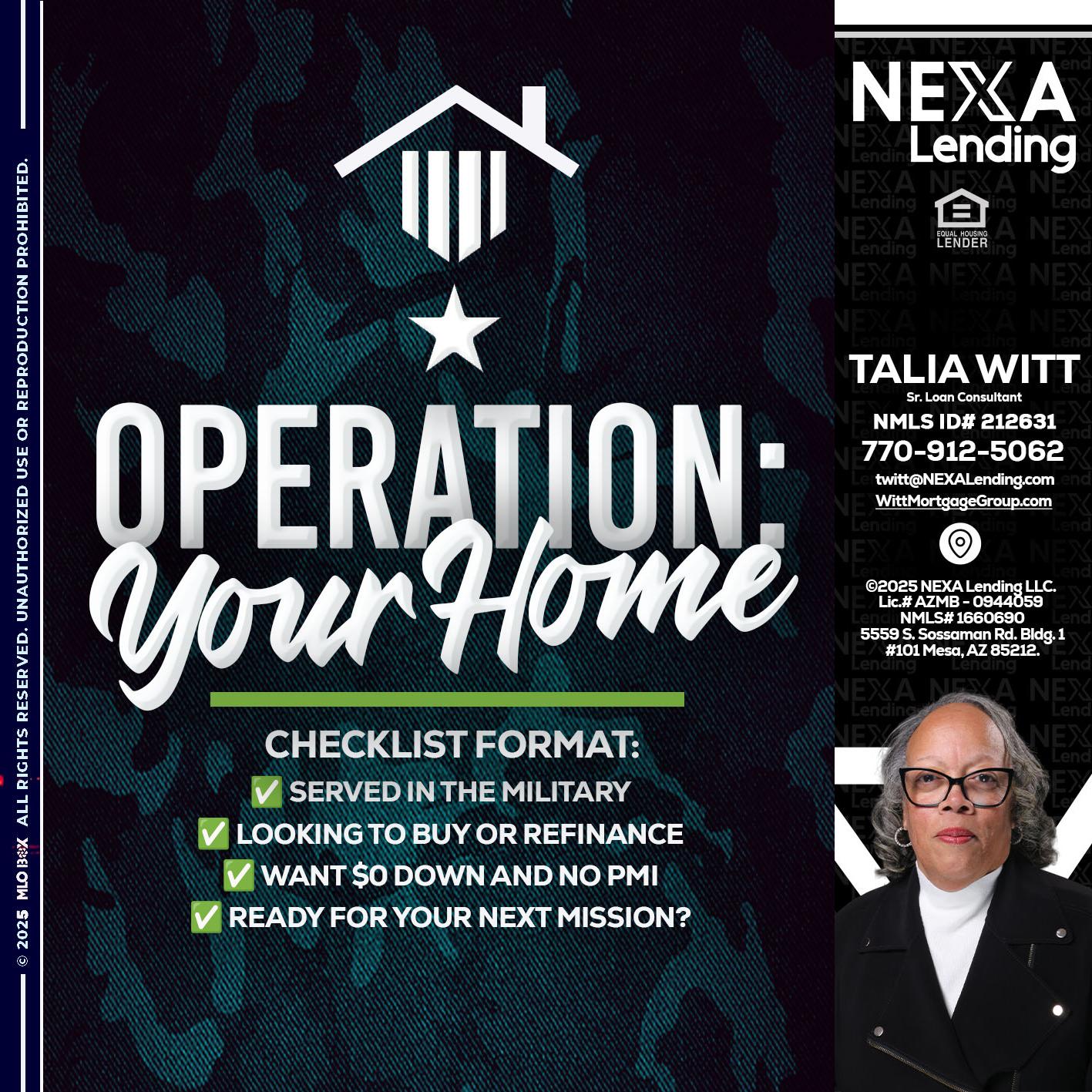 OPERATION YOUR HOME - Talia Witt -Sr Loan Consultant