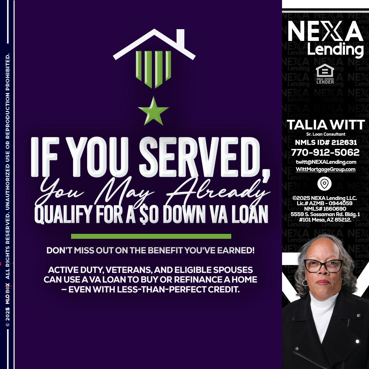 IF YOU SERVED - Talia Witt -Sr Loan Consultant