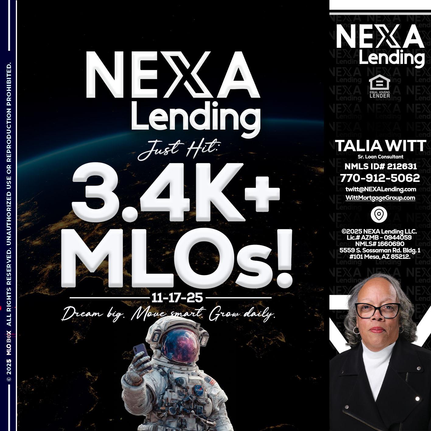 3.4K MLOs - Talia Witt -Sr Loan Consultant