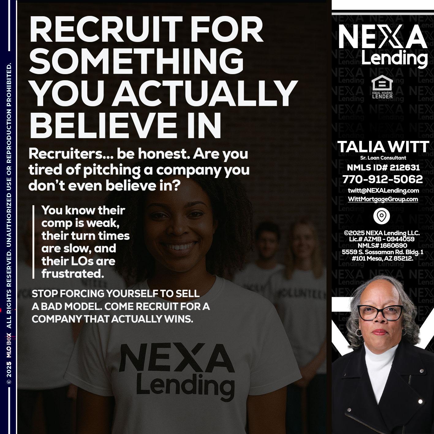 RECRUITING - Talia Witt -Sr Loan Consultant
