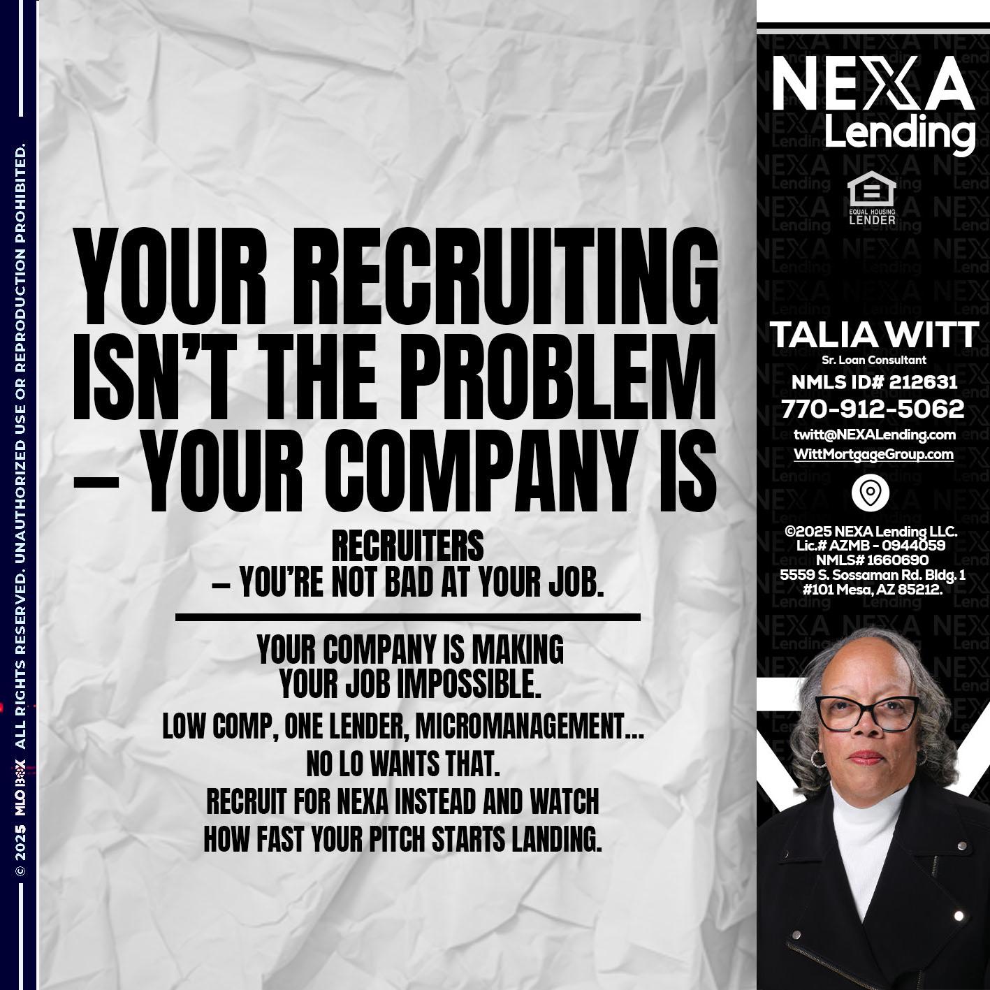 YOUR RECRUITING - Talia Witt -Sr Loan Consultant