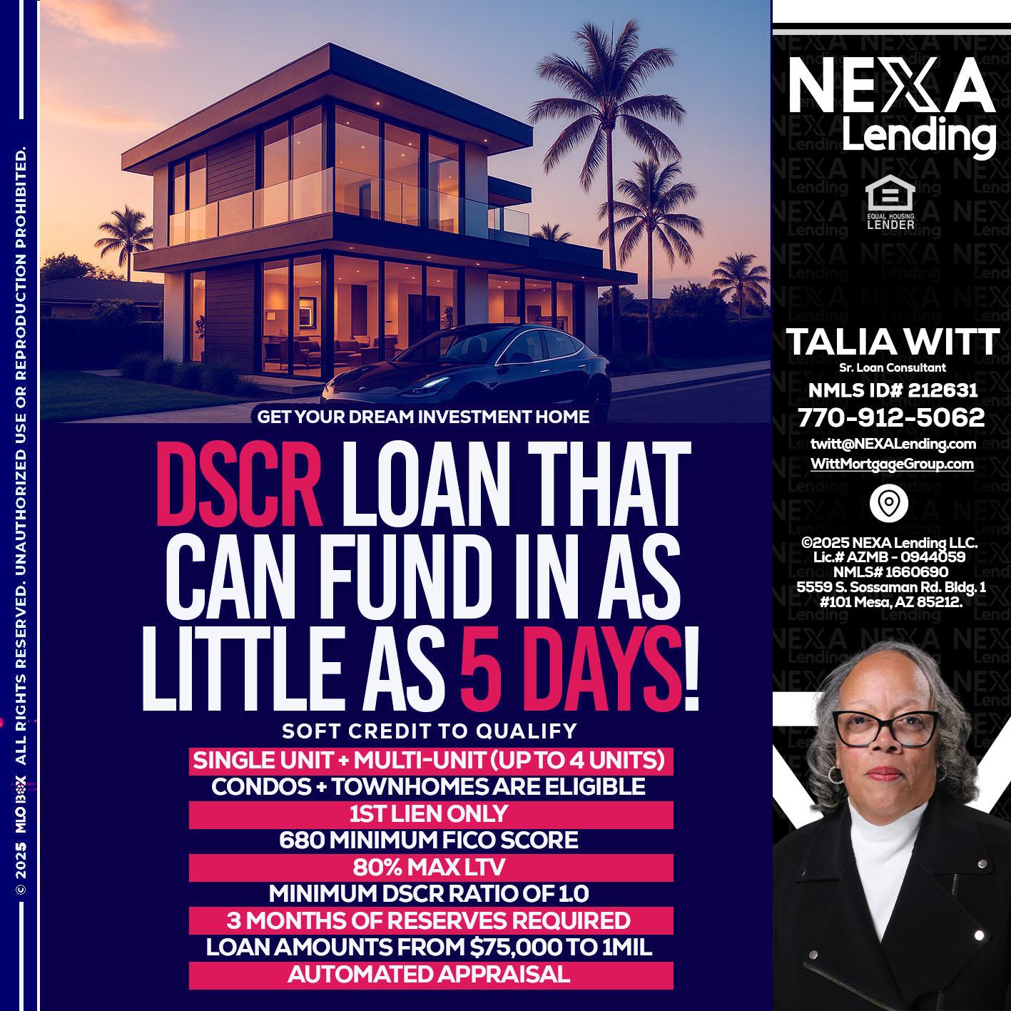 DSCR - Talia Witt -Sr Loan Consultant