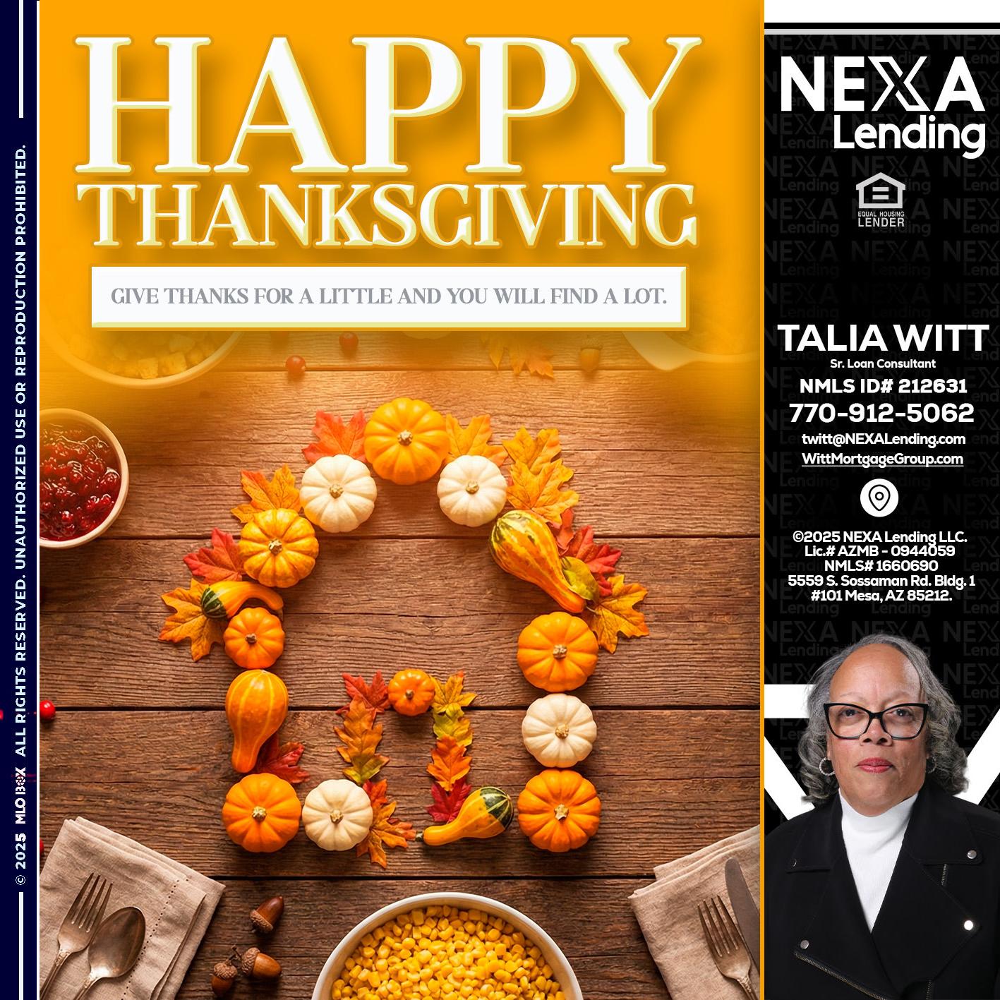 HAPPY THANKSGIVING - Talia Witt -Sr Loan Consultant