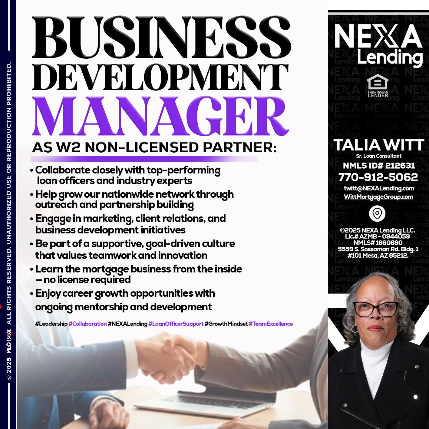 business development - Talia Witt -Sr Loan Consultant