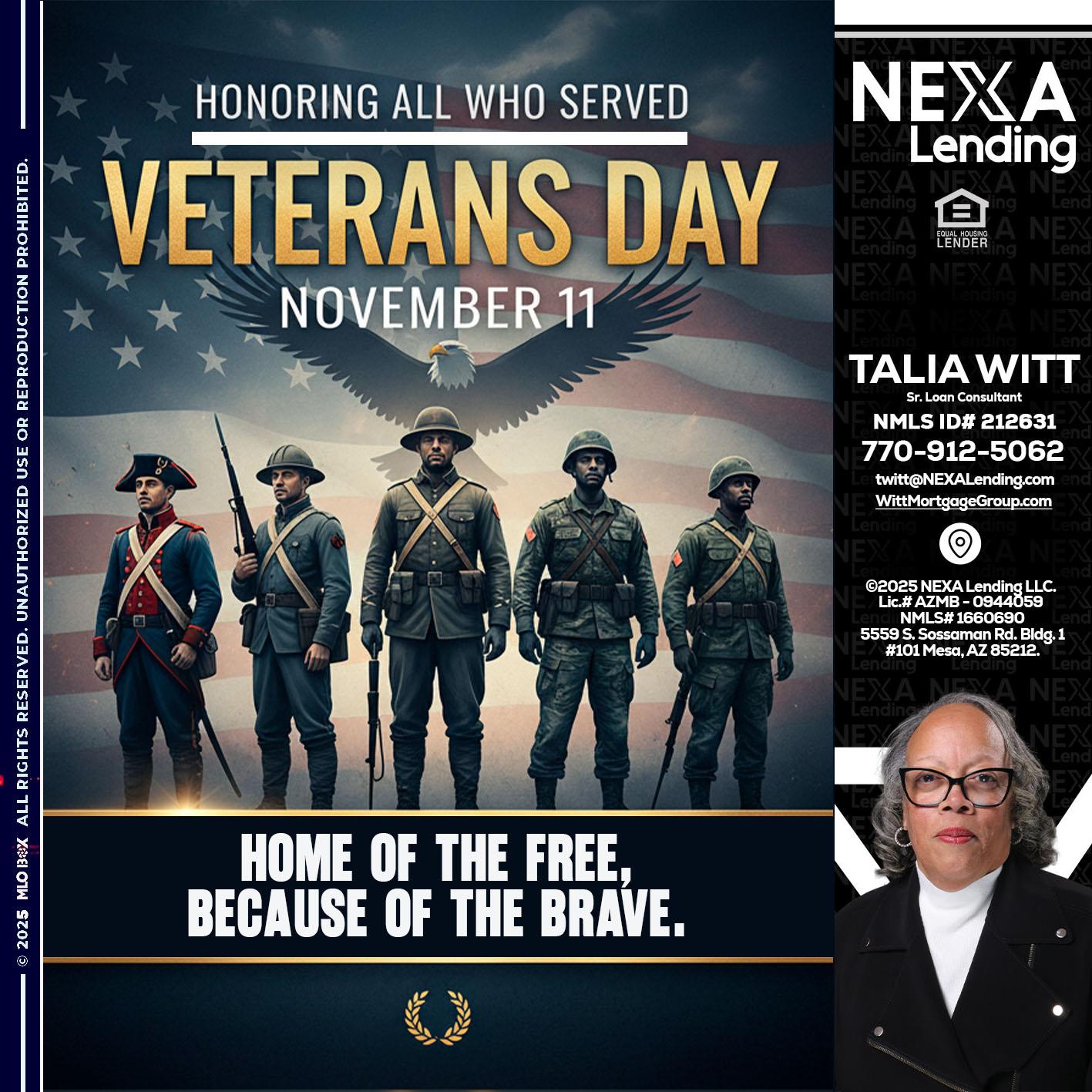 Veterans Day - Talia Witt -Sr Loan Consultant