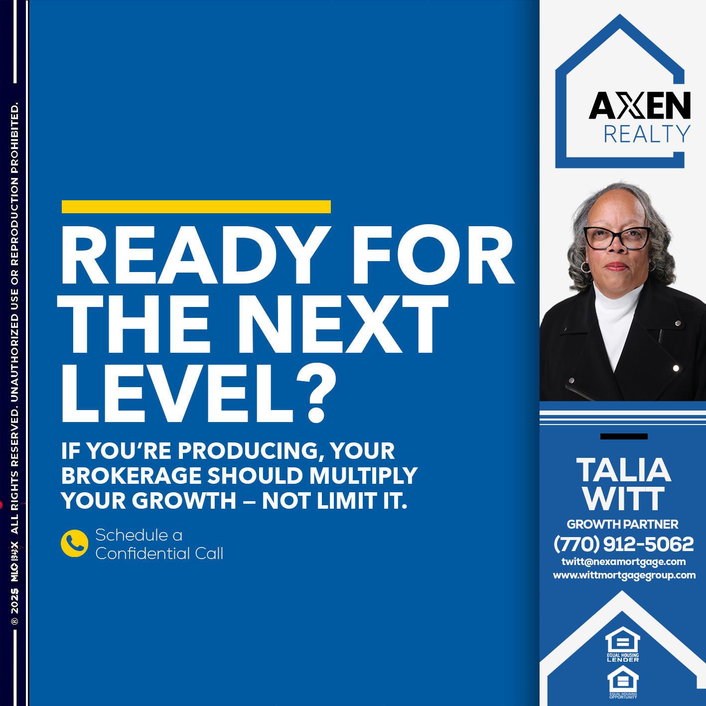 ready for the next level - Talia Witt -Sr Loan Consultant