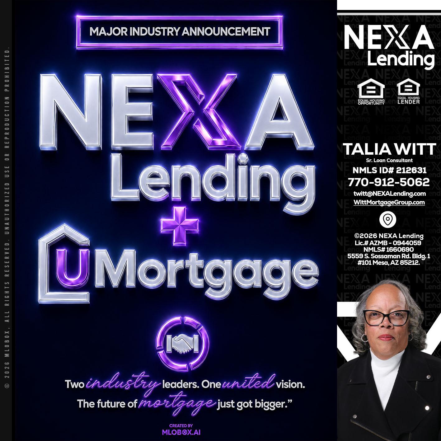 NEXA LENDING U MORTGAGE - Talia Witt -Sr Loan Consultant
