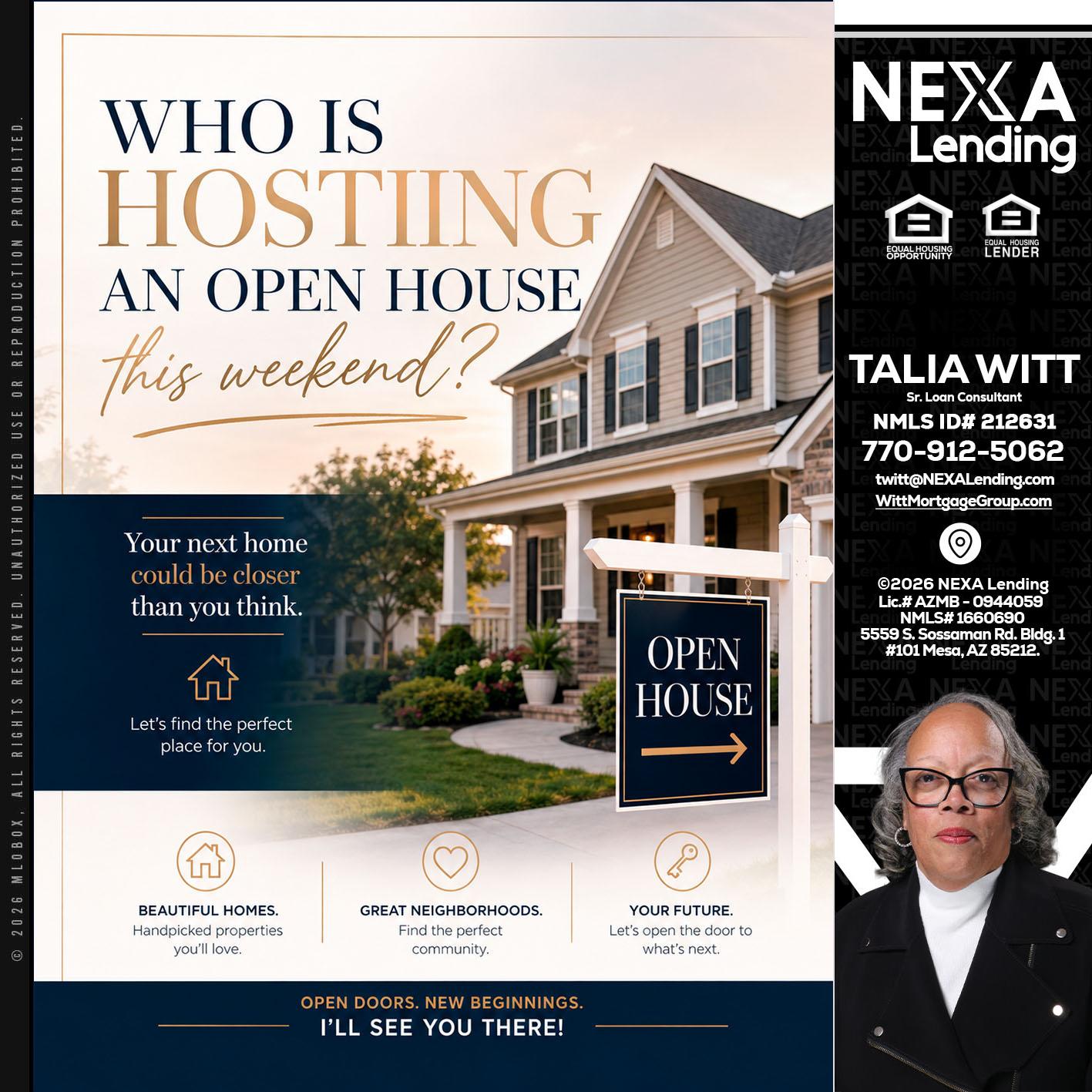 WHOS HOSTING - Talia Witt -Sr Loan Consultant