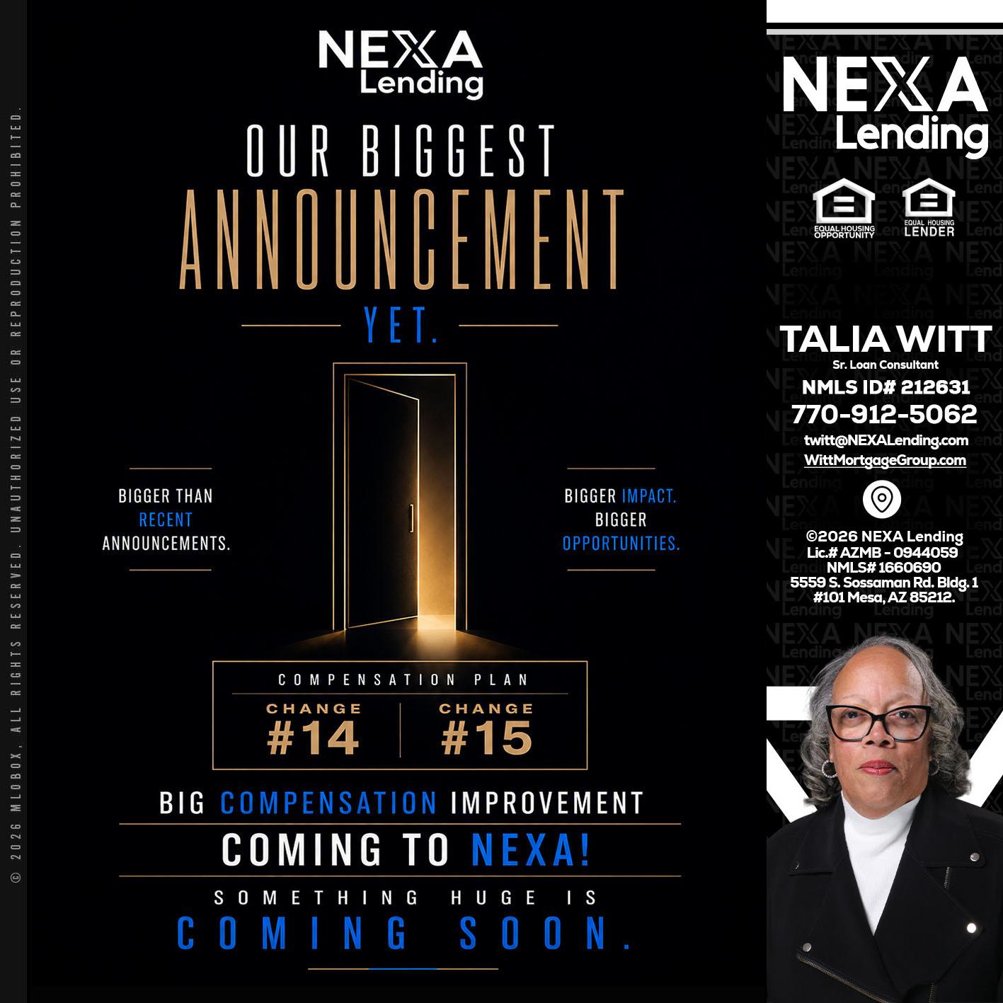 ANNOUNCEMENT - Talia Witt -Sr Loan Consultant