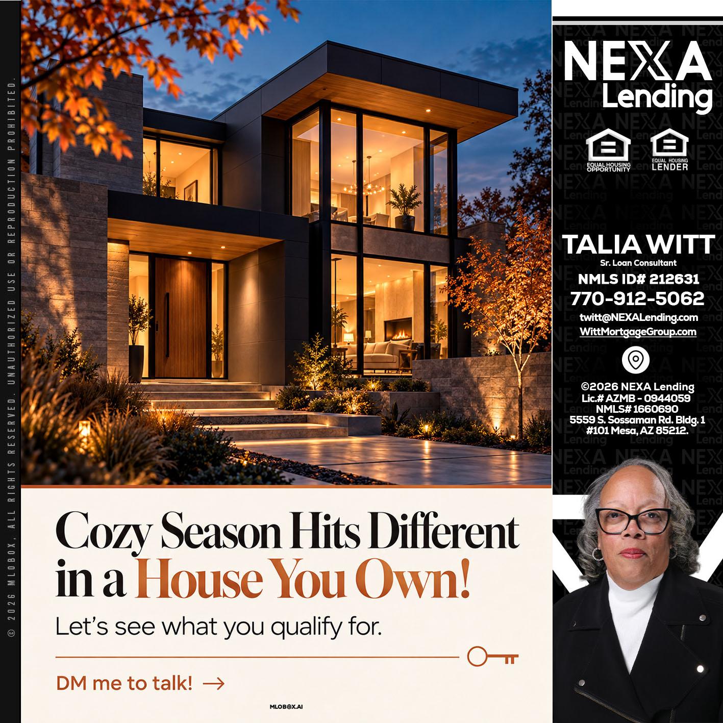 COZY SEASON - Talia Witt -Sr Loan Consultant